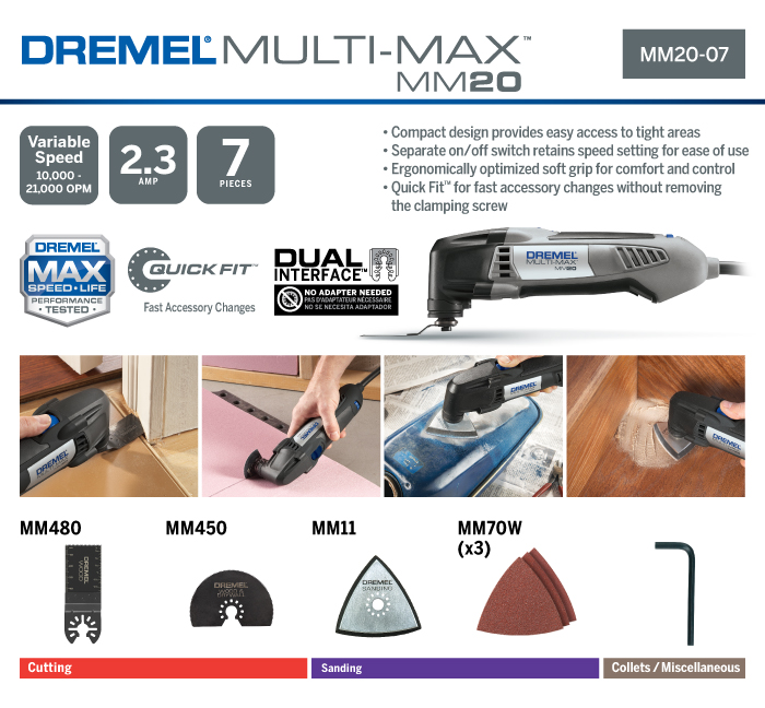 Dremel MultiMax 2.3 Amp Variable Speed Corded Oscillating MultiTool